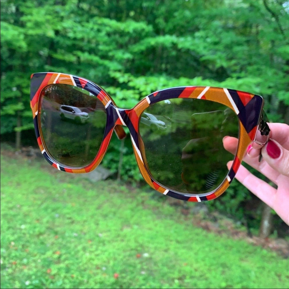 Authentic GUCCI 55 Plaid Oversized logo acetate